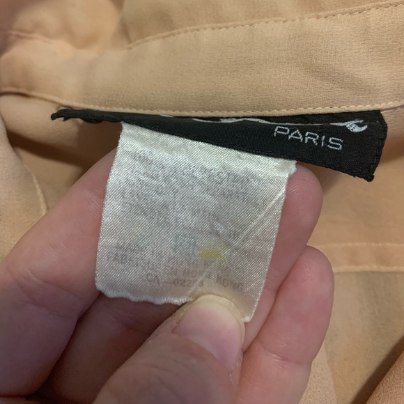 Vintage 70s Philippe Ronsard Paris Peach Short Sleeve Blouse Size M/L - Picture 6 of 7